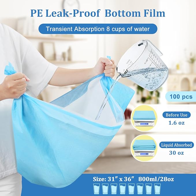 Dog Pee Pads Extra Large 31"x36" 100 Count, Disposable Puppy Training Pads, Super Absorbent Leak-Proof Pads for Dogs, Cats, Rabbits