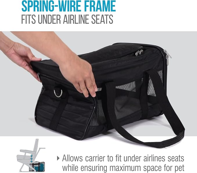 Sherpa Original Deluxe Travel Pet Carrier, Airline Approved, Black, Small