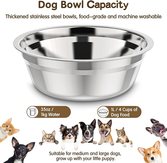 XIAZ Elevated Dog Bowls Large Breed Raised Dogs Bowl Stand Large/Medium Sized Dog Stainless Steel Food Water Bowl Stands 5 Heights Adjustable 9/11/12/14in Pet Feeder Dish Station