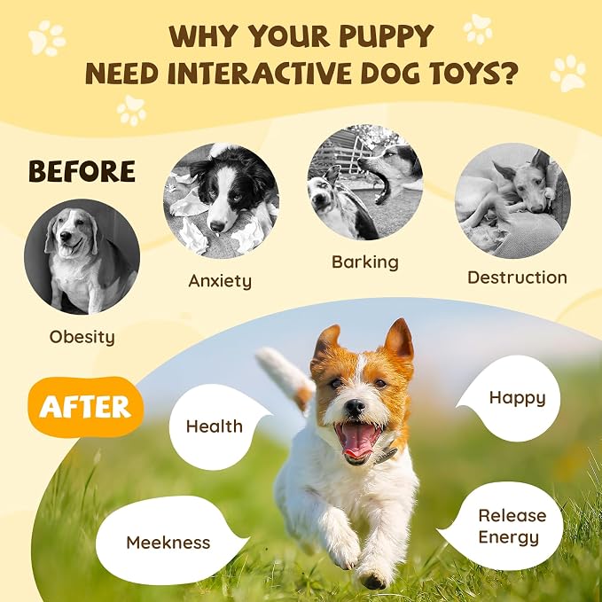 Moving Dog Ball, Jumping Squeaky Interactive Dog Toys, Plush Chew Toys for Small/Medium/Large Dogs, USB Rechargeable (Brown)