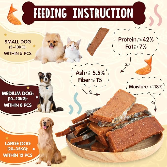 PAWUP Salmon Fillet with Skin Dog Treats, Smoked Flavor, 12.5oz