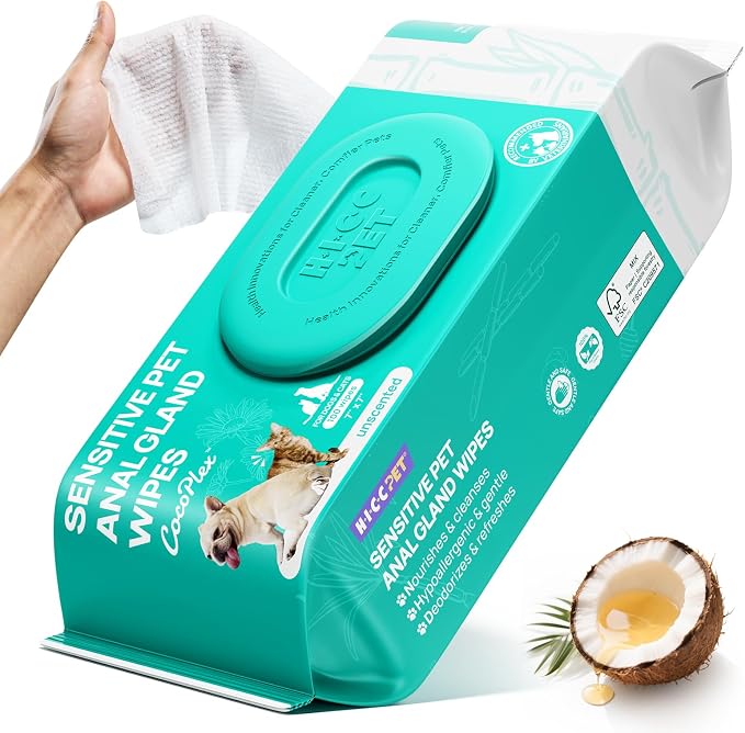 HICC PET Grooming Wipes for Dogs & Cats, Anal Gland & Allergy Care