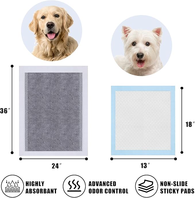 Dog and Puppy Training Pads， Disposable Dog Pee Pads (50, 13"*18" (33*45cm))