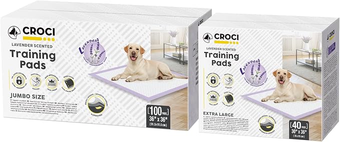CROCI Dog Pads Lavender Scented 30x36in 40 Counts, 36x36in 100 Counts