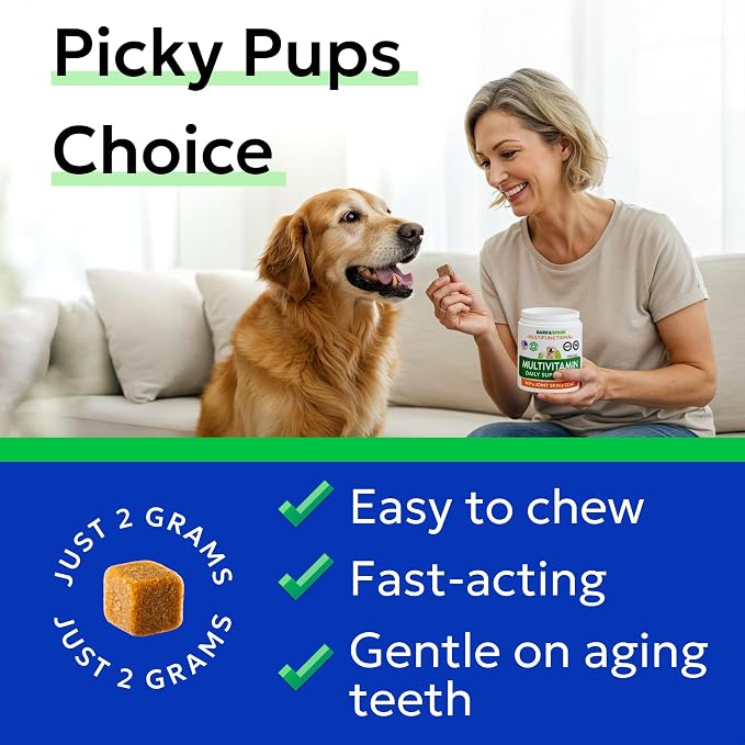 BARK&SPARK Dog Multivitamin Chews with Glucosamine, Omega 3 & Probiotics | Chondroitin & Digestive Enzymes - Skin, Coat, Joint & Gut Health Support - Vitamins & Supplements for Dogs - 240 Ct