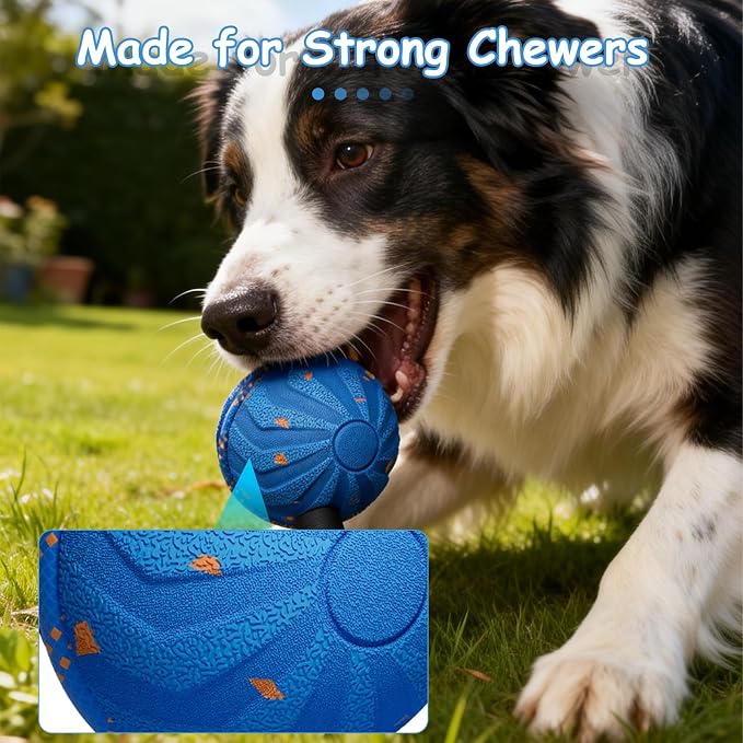 Interactive Dog Ball for Medium Large Dogs Automatic Motion-Activated Toy with Rope Handle 2 Play Modes Rotating Bouncing E-TPU Material IP54 Water-Resistant