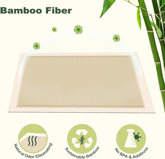 MIZOK Dog Pads Extra Large 36x36in Pee Pads for Dogs Bamboo Odor Eliminating, Dog Pee Pads XL 11 Cups Super Absorbent 6-Layer Leak-Proof Puppy Pads with Adhesive Stickers, Disposable (60 Counts)