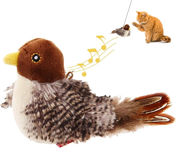 GiGwi Interactive Cat Toys Squeaky, Stimulated Chirping Bird Toy Making Noise,Automatic Chirp Bird Cat Toy with Feather Tail, Melody Chaser Play and Squeak Kitten Toy for Boredom | Interactive Cat Toy, Stimulates Hunting Instinct, Relieves Boredom for ...