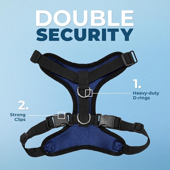 Voyager Step-in Lock Dog Harness - Royal Blue/Black Trim, Medium | 17 - 21" in Chest, Adjustable, Breathable Air Mesh, Lightweight for Daily Walks, Strong Clips, Heavy Duty D-Ring