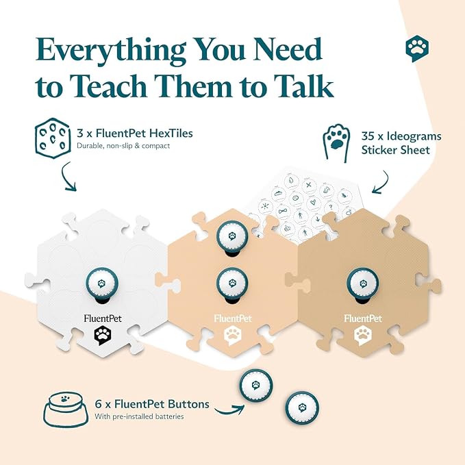 Speak Up Get Started Kit, 6 Buttons & 3 Beige HexTiles
