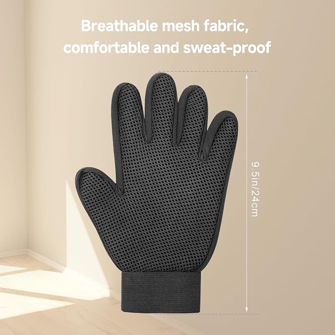 NVNAN Pet Hair Removal Glove for Dogs & Cats, 2-Pack, Gray