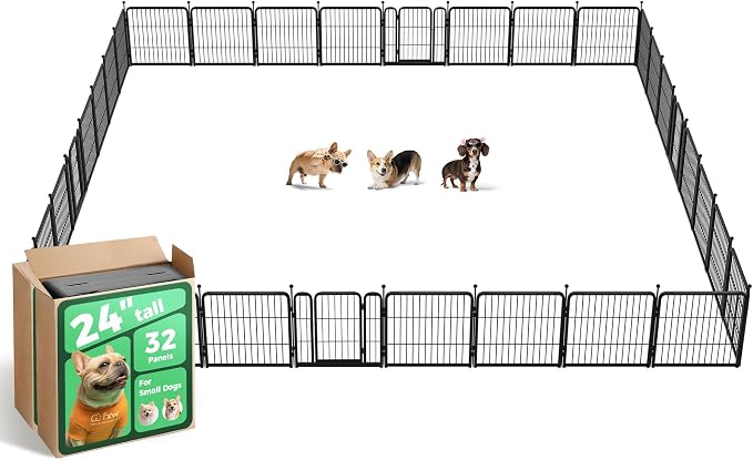 FXW Rollick Unleashed Dog Playpen, 24in, 32 Panels, Small/Puppy, Black