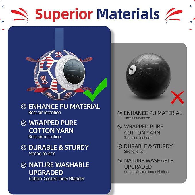 Diman Dog Balls, 6 Inch Dog Soccer Ball with Straps, Independence Day Gift | Outdoor Dog Ball Toys for 20-40 lbs Dogs, Soccer Ball for Dogs with Straps for Tug of War, Pet Birthday Gift