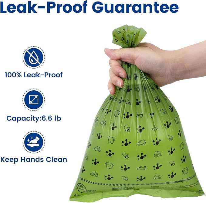 Dog Poop Bags, Extra Thick & Leak-Proof Doggie Bags, Lavender Scented Pet Waste Bags Made from 70% Certified Recycled Plastic, Easy Tear & Open Poop Bags for Dog Walking, 8 Rolls (120 Count)