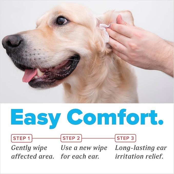 TropiClean Oxymed Soothing Ear Wipes for Dogs & Cats, 50 Count