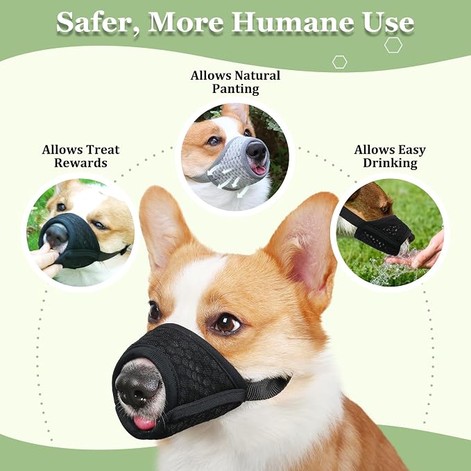 Dog Muzzle, Puppy Soft Mesh Muzzles for Grooming Biting Chewing | Breathable Muzzle for Large Dogs Labrador Retriever, For Vet Visits, Nail Trimming, Allows Panting Drinking | Black, XL