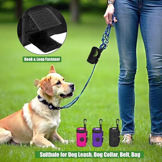 Dog Waste Bag Dispenser Pet Poop Bags Holder for Doggie Waste Bags Dispensers Soft Fabric Zipper Small Doggy Puppy Pouch for Leash Accessory Attachment with Carrier,Paw Print, No-XYBbk