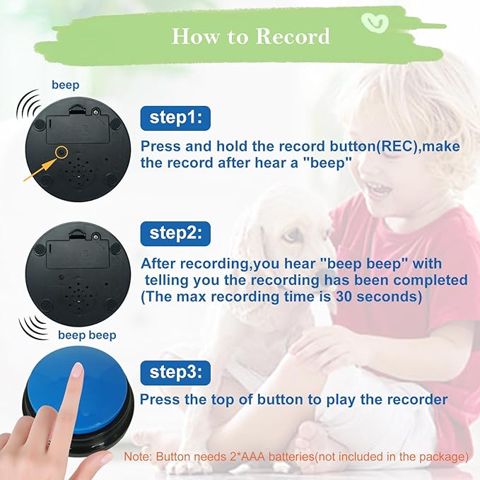 Gelabur Dog Buttons for Communication, Set of 8