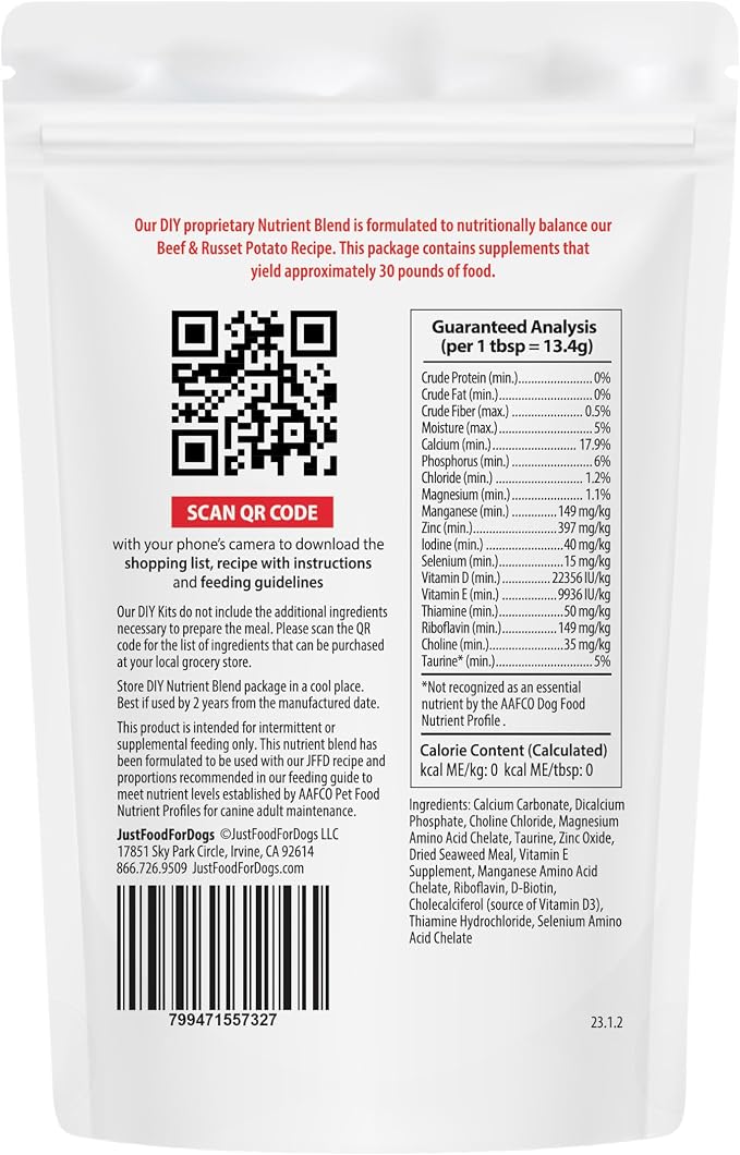 JustFoodForDogs Nutrient Blend Supplement - Beef & Russet Potato, 4.55oz