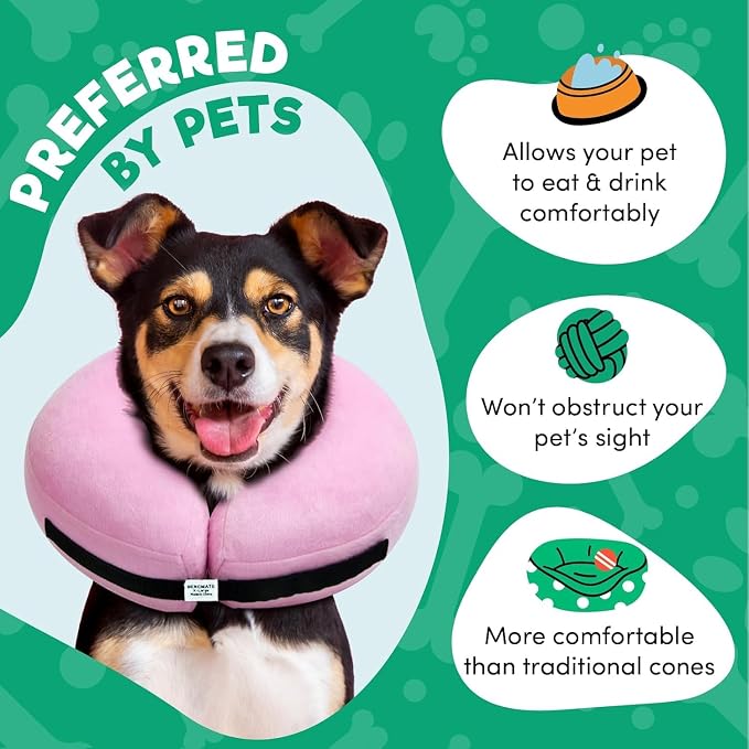 BENCMATE Inflatable Dog Cone Collar Alternative After Surgery XXLarge,Pink | Soft Dog Cone for Small Medium Large Dogs and Cats, Doggie Neck Donut Recovery ECollar to Stop Licking Pets from Injury