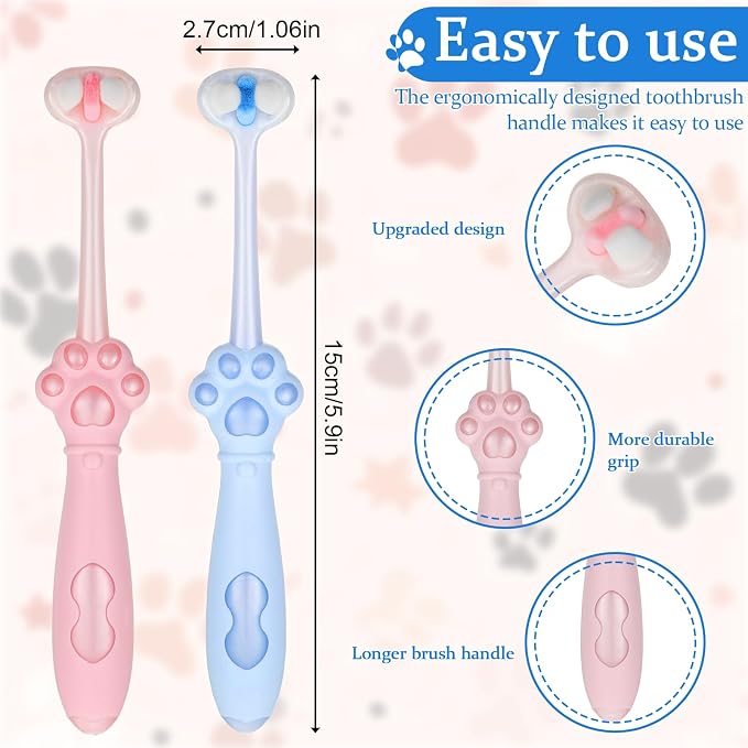 2 Pcs Puppy Tooth Brushing Kit 3-Sided Small Dog Toothbrush Puppy Toothbrushes Unique Head Teeth Brush Dogs Brush Addition Bad Breath Tartar Teeth for Small Medium Dogs