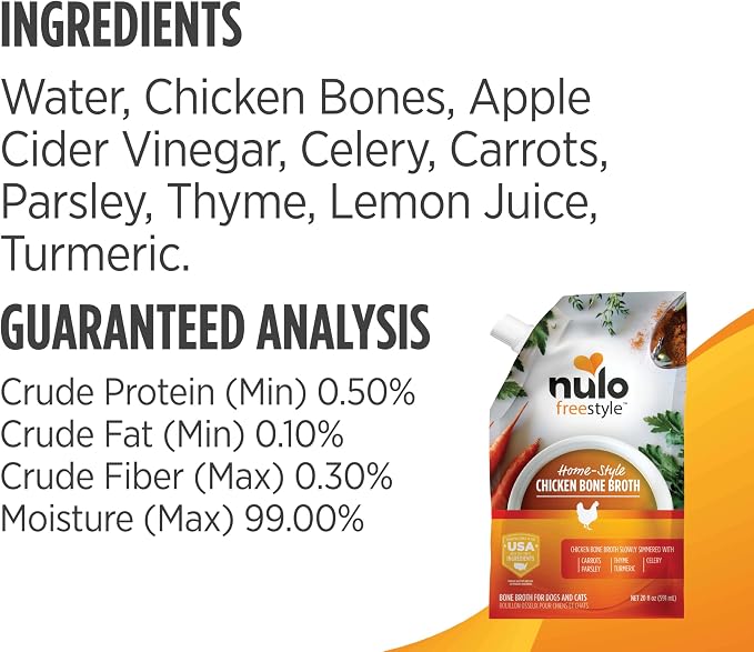 Nulo Freestyle Bone Broth, Premium Food Topper for Cats and Dogs, with Collagen and Chondroitin Sulfate to Help Boost The Quality of Your Pet’s Coat and Skin, 20 Fl Oz (Pack of 3)