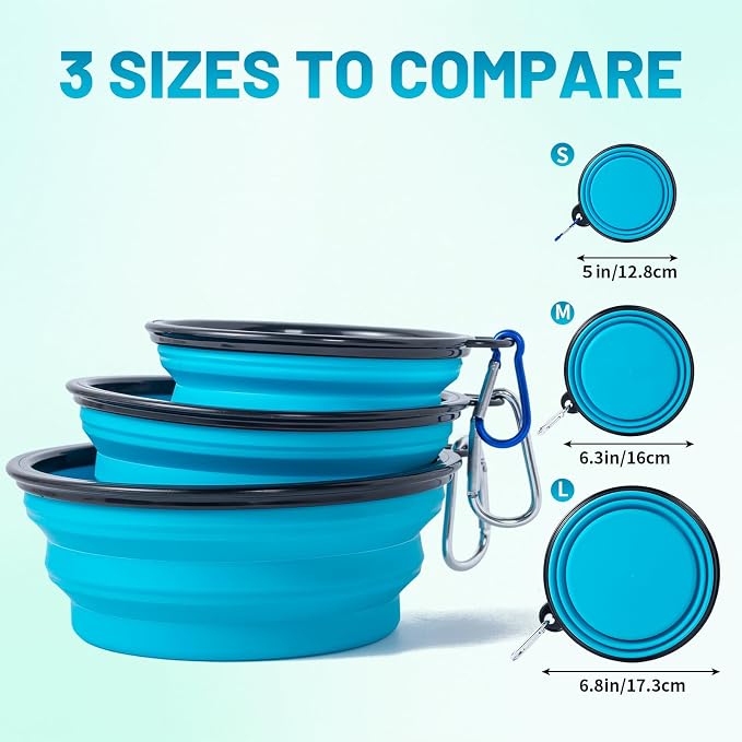 SLSON Collapsible Bowl with Cover Lids, 2 Pack, Light Blue and Green, Small