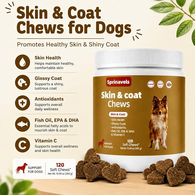 Dog Skin & Coat Chews with Omega Fish Oil, 120 Soft Chews