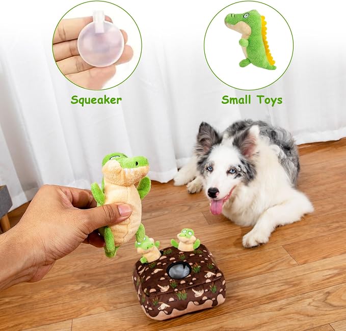 Hollypet Squeaky Hide and Seek Dog Toys for Small and Medium, Crocodile | Interactive Plush Stuffed Dog Squeak Toys for Small Medium Sized Dogs and Non-Aggressive Chewers, Puppy Teeth Clean Chew Toys