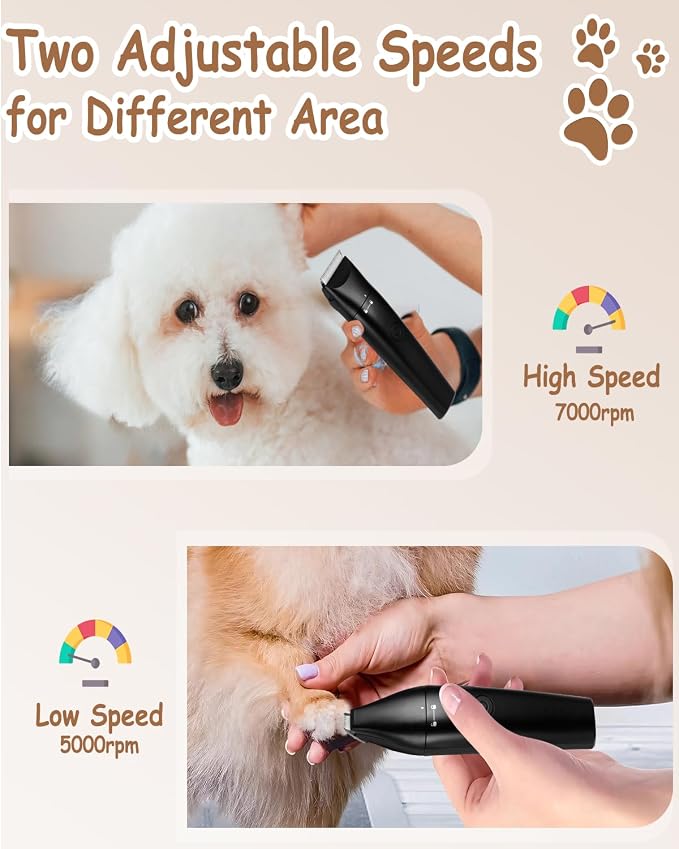 4-in-1 Dog Clippers, USB-C Rechargeable, Nail Grinder