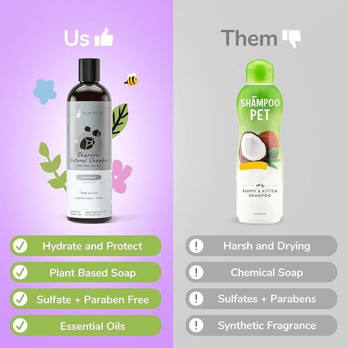 kin+kind Deep Clean Natural Dog Shampoo - Deep Clean & Odor Control - Almond + Vanilla Fragrance - 12 fl oz