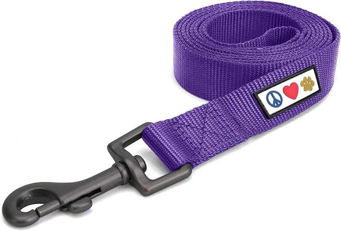 Pawtitas Solid 6 ft Purple Dog Leash XXS/Cat Custom Name and Phone Embroidery Strong Nylon Leash for Small Breeds