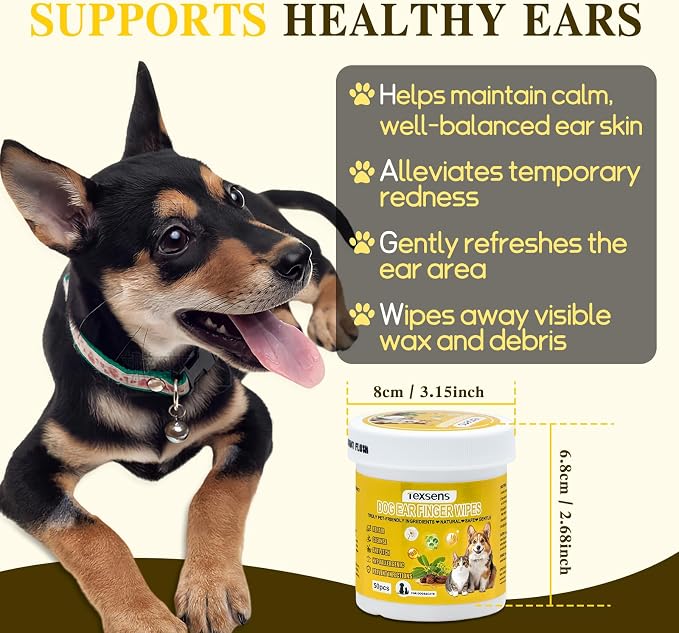 Texsens Pet Ear Cleaner Finger Wipes for Dogs & Cats