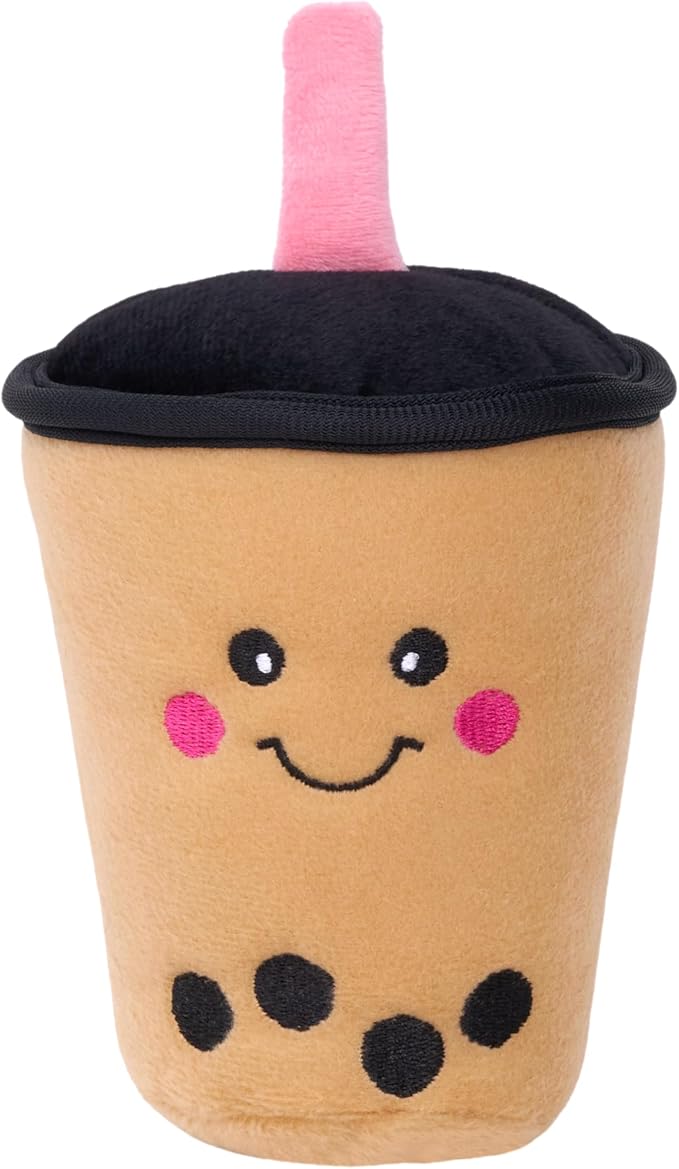 ZippyPaws NomNomz Dog Squeaky Toys to Keep Them Busy - Boba Milk Tea | Funny Food Plush for Small & Medium Dogs, Cute Stuffed Puppy Toy, Pet Products, Gift for Dogs of All Breeds, Soft and Cuddly