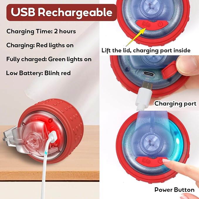 Dog Toys Interactive Rolling Ball with Rope, Motion-Activated | Squeaker dog ball Zig-Zag moving and rolling rechargeable dog ball release pressure dog exercise perfect for small puppies