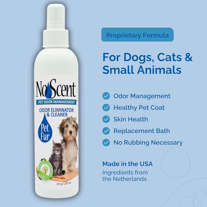 No Scent Pet Fur Odor Spray & Rinseless Cleaner for Dog, Cat, Hamster, Small Animal & Furry Pets (128 Fl Oz / 1 Gallon)