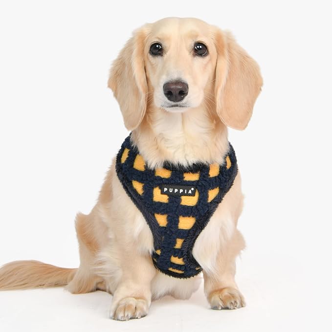 Puppia Stefan Dog Harness Over-The-Head Warm Winter Tumbling Waffle Pattern Adjustable Chest for Small and Medium Dog, Navy, X-Large