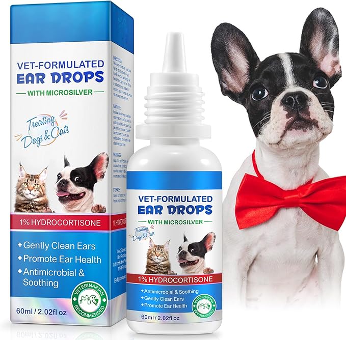Dog Ear Infection Treatment Drops with 1% Hydrocortisone, 2.02 fl oz