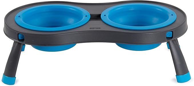 Dexas Pets Double Elevated Pet Feeder, Pro Blue, Small/1 Cup Capacity Bowls (PW1004322194)