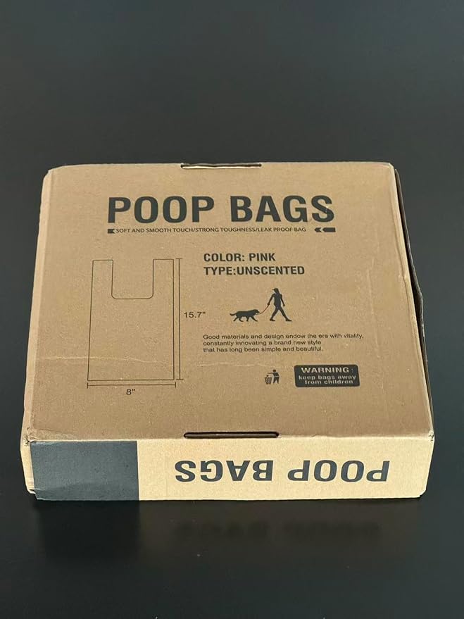 Charmount 270 Counts Unscented Dog Poop Bags Rolls with Handles, 16"x8"Extra Thick Pet Waste Bag, Leak Proof and Easy Tie, Cat Litter Bags, Pink