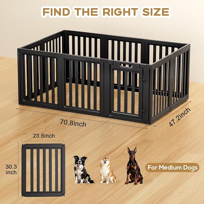 Dog Playpen, Clear Dog Pen, Dog Pen Indoor, Easy to Install and Remove Dog Play Pen, Puppy Playpen Suitable for Dogs, Cats,Dog Playpen Indoor (Black, 30.3 inch Height, 10 Panels)