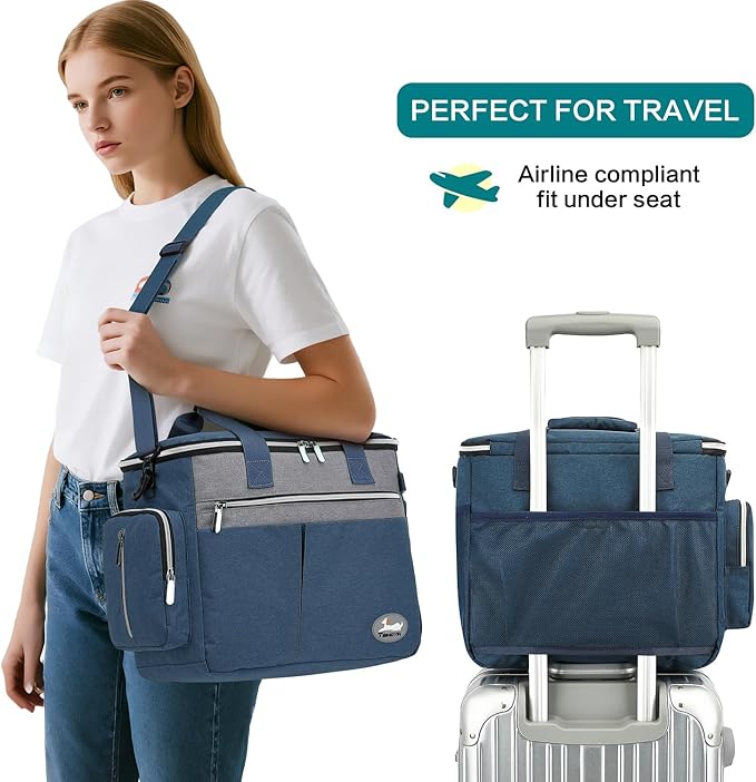 Dog Travel Bag 7-Piece Set with Food Containers, Bowls & Treat Pouch, Navy Blue