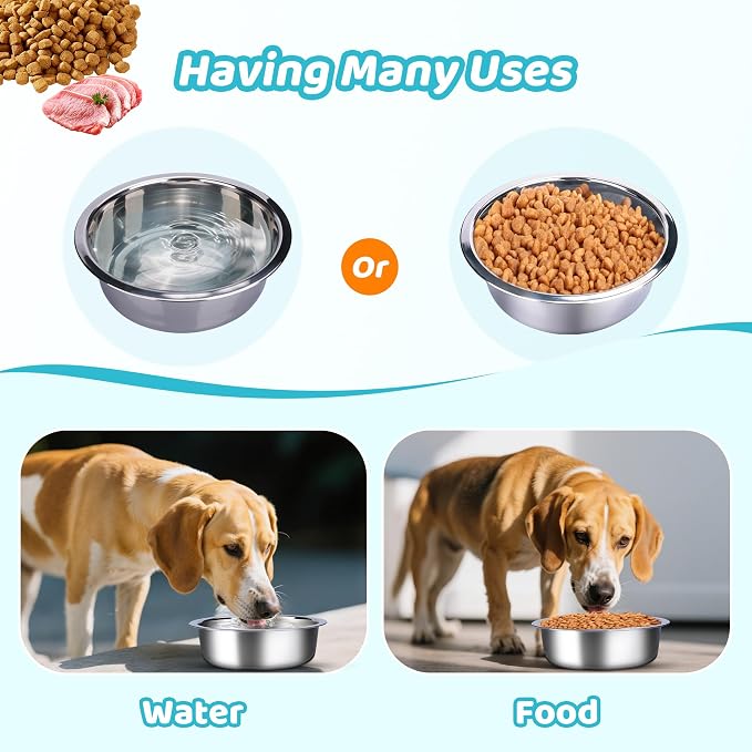 Elevated Adjustable Dog Bowl Feeding Stand, 3 Heights and Tiled Ajudst, Compatible with Moost Feeding Bowls, Great for Medium Large Dogs(Stainless Bowl 2 Pack Updated)