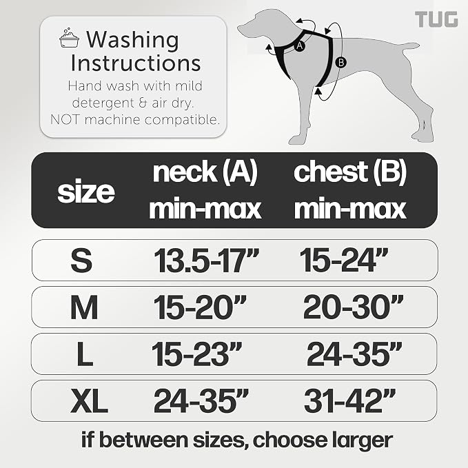 TUG Grab Dog Harness with Built-in Magnetic Traffic Leash (Large/Green) | Padded Magnetic Traffic Handle | Dual Leash Clips | 4-Point Adjustable Fit | Durable Nylon