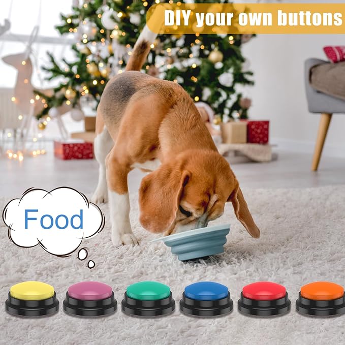 6Pcs Dog Buttons for Communication Voice, Recording Button Dogs for Words Talking and Answer, Pet Sound Answering Buzzer Best Toys fit Dog Tranning(6pcs)