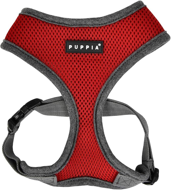 Puppia Soft Dog Harness II Mesh Over-the-Head All Season No Pull No Choke Walking Training Adjustable for Small & Medium Dog - Wine - XL