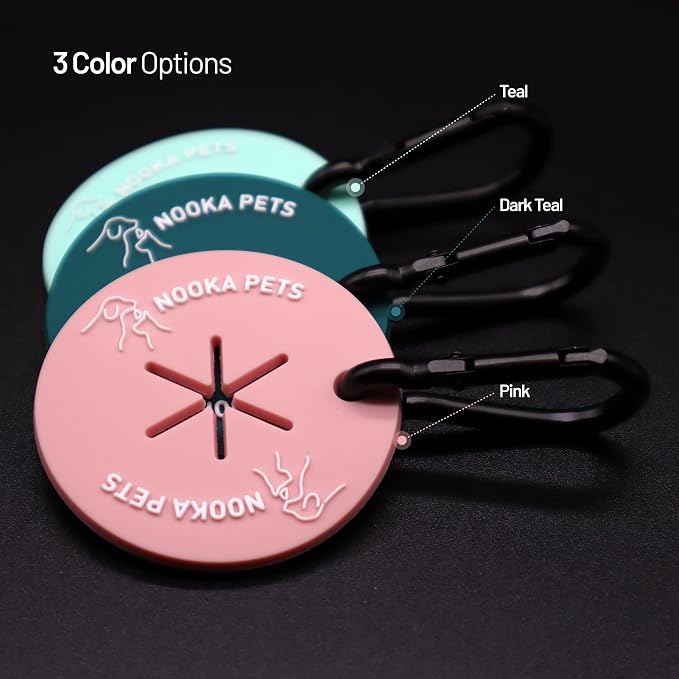 Silicone Dog Poop Bag Holder, Dog Poop Bag Carrier, Waste Bag Holder for Leash, Hand Free Holder, Poop Pal, Lightweight with Metal Carabiner Clip Included (Teal)