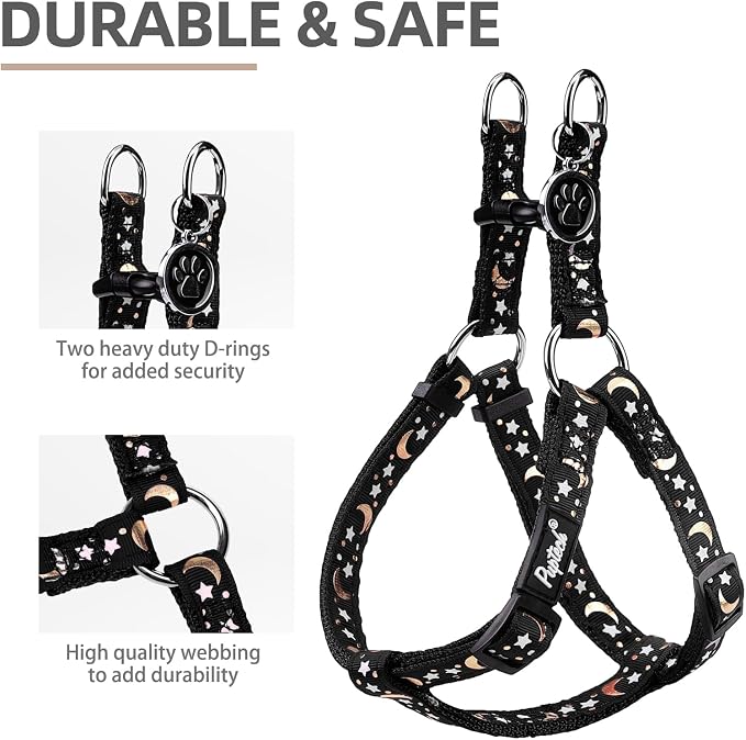 PUPTECK No Pull Dog Harness Small Sized Step-in Adjustable Puppy Vest | Soft Webbing Basic Halter with ID Tag for Outdoor Walking