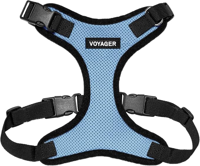 Voyager Step-in Lock Dog Harness - Baby Blue/Black Trim, X-Large | 23 - 28" in Chest, Adjustable, Breathable Air Mesh, Lightweight for Daily Walks, Strong Clips, Heavy Duty D-Ring