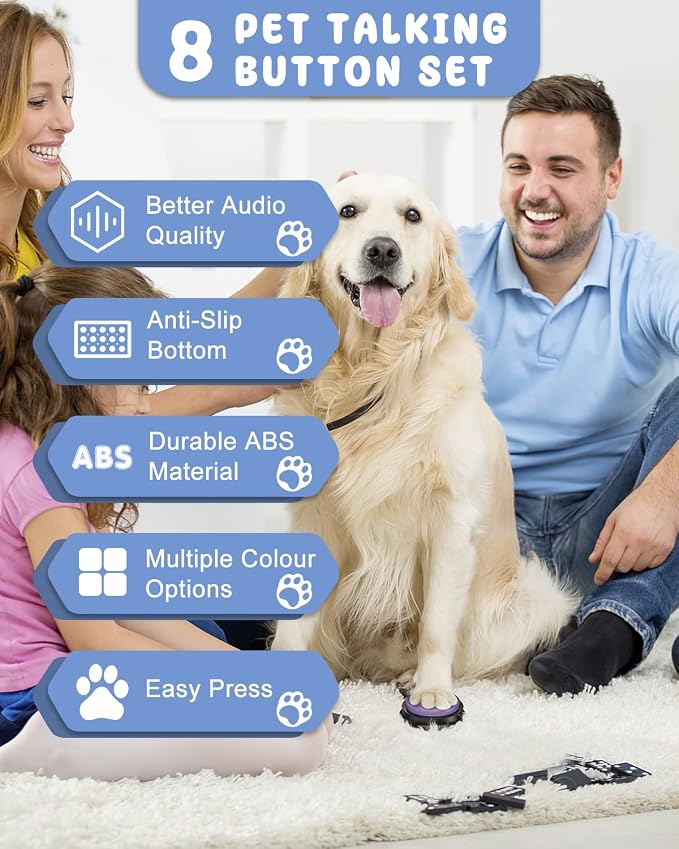 Dog Buttons for Communication, 8 Pcs Talking Set, with Anti-Slip Mat